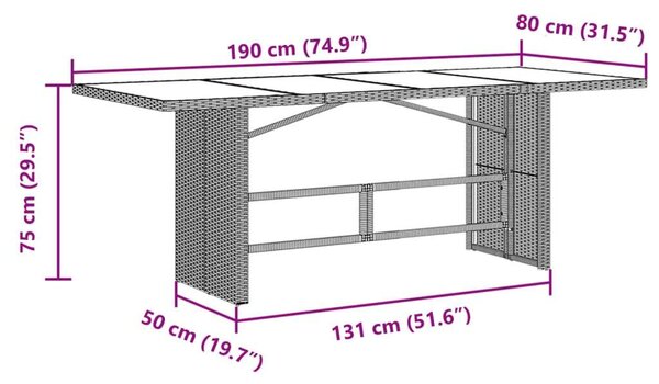 VidaXL Kerti Étkezőgarnitúra - 7 részes - Barna Polyrattan