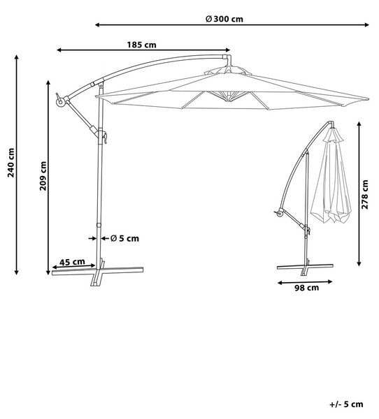 Napernyő 300 cm RAVENNA Homokbézs