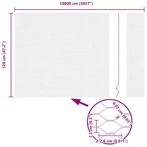 VidaXL Hexagon kerítés 1,2 x 100 m PVC Szürke