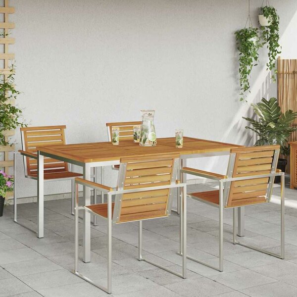 VidaXL Kültéri Étkezőasztal Barna 150 x 90 x 75 cm tömör akácfa