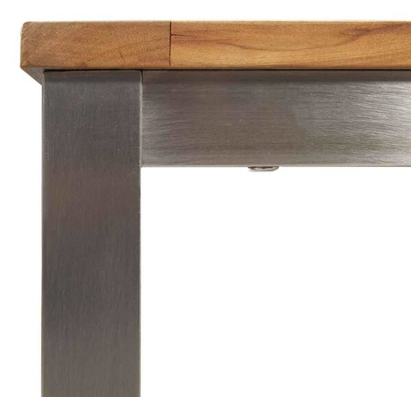 VidaXL Étkezőasztal 180x90x75 cm Szilárd akácfa és rozsdamentes acél