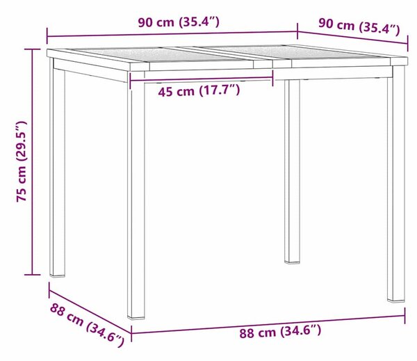 VidaXL Kültéri Étkezőasztal Barna 90 x 90 x 75 cm tömör akácfa