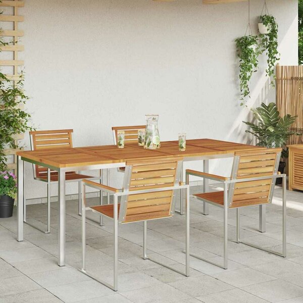 VidaXL Kültéri Étkezőasztal Barna 200 x 90 x 75 cm tömör akácfa