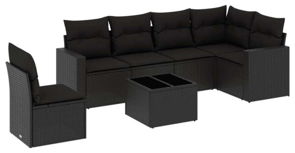 VidaXL Polyrattan Kerti Ülőgarnitúra - 7 részes - Fekete