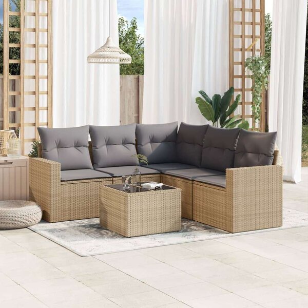 VidaXL Polyrattan Kerti Ülőgarnitúra - 6 részes - Bézs