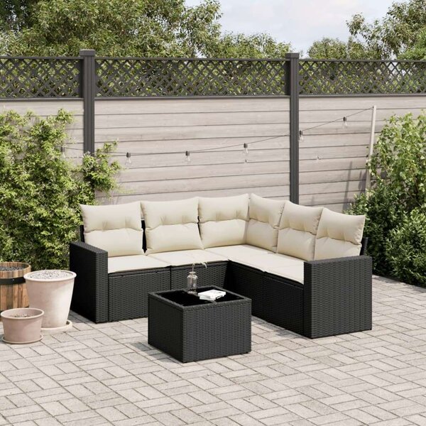 VidaXL Polyrattan Kerti Ülőgarnitúra - 6 részes - Fekete