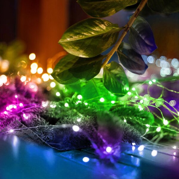 HOME ML26M micro LED fényfüzér, beltéri kivitel, 20 db színes micro LED, 1,9 m füzérhossz, elemes