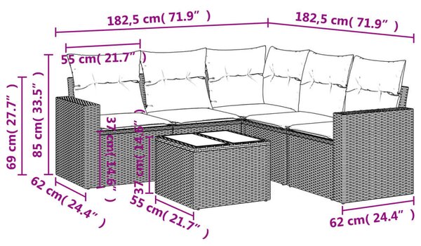 VidaXL Polyrattan Kerti Ülőgarnitúra - 6 részes - Bézs