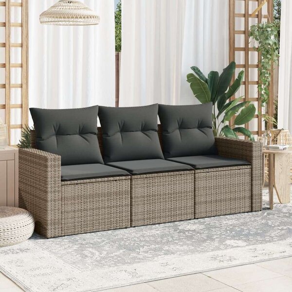 VidaXL Polyrattan Kerti Ülőgarnitúra - 3 részes - Szürke
