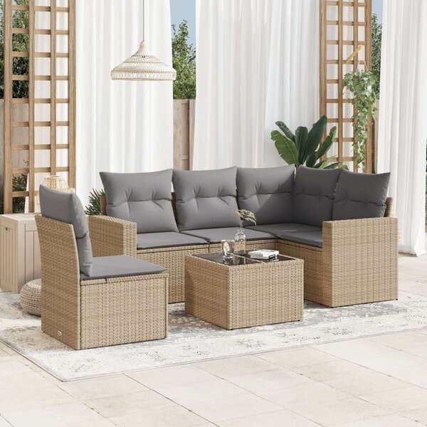 VidaXL Polyrattan Kerti Ülőgarnitúra - 6 részes - Bézs