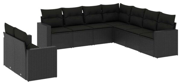 VidaXL Polyrattan Kerti Ülőgarnitúra - 9 részes - Fekete