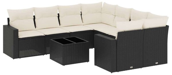 VidaXL Polyrattan Kerti Ülőgarnitúra - 9 részes, Fekete