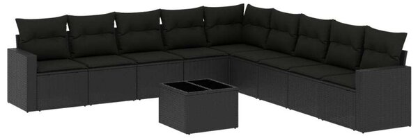 VidaXL Polyrattan Kerti Ülőgarnitúra - 10 részes - Fekete