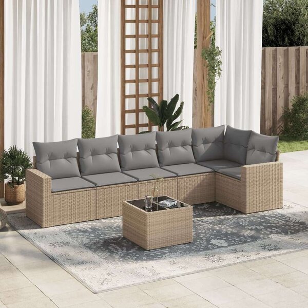 VidaXL Polyrattan Kerti Ülőgarnitúra - 7 részes - Bézs