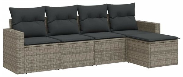 VidaXL 5 részes Kerti Ülőgarnitúra - Szürke Polyrattan