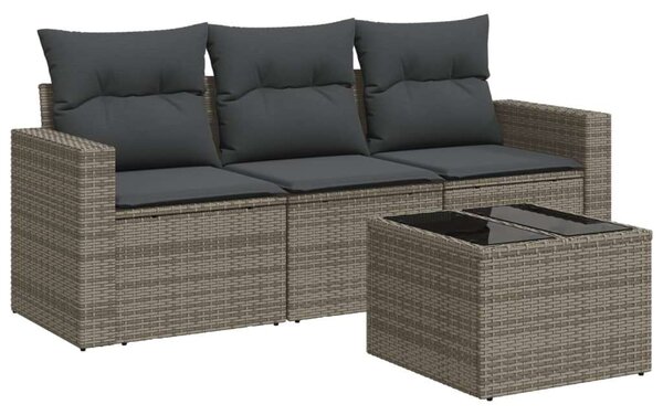 VidaXL Polyrattan Kerti Ülőgarnitúra - 4 részes - Szürke