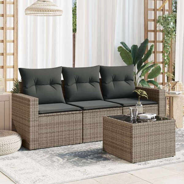 VidaXL Polyrattan Kerti Ülőgarnitúra - 4 részes - Szürke