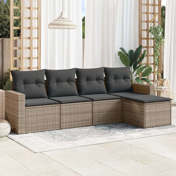 VidaXL 5 részes Kerti Ülőgarnitúra - Szürke Polyrattan