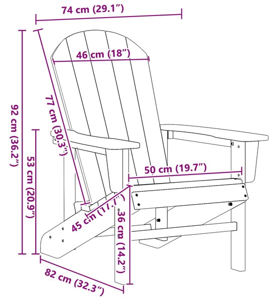 VidaXL Adirondack szék Fehér 74x82x91 cm HDPE