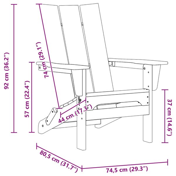 VidaXL összecsukható Adirondack szék tengerészkék 74.5x80.5x90 cm HDPE