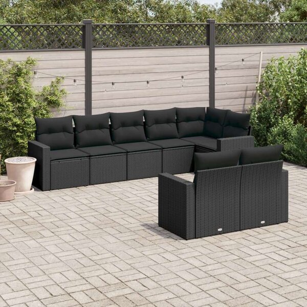 VidaXL Polyrattan Kerti Ülőgarnitúra - 8 részes - Fekete