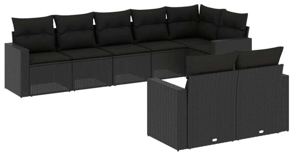VidaXL Polyrattan Kerti Ülőgarnitúra - 8 részes - Fekete