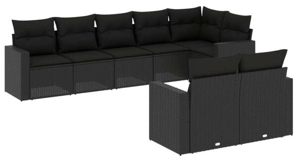 VidaXL Polyrattan Kerti Ülőgarnitúra - 8 részes - Fekete
