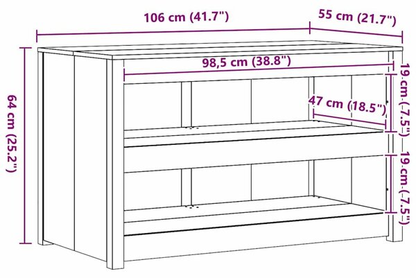 VidaXL Konyhaszekrény polcokkal Fehér 106 x 55 x 64 cm Tömör fenyőfa