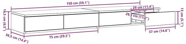VidaXL Ágyfiókok fiókkal Öreg fa 150 x 36,5 x 16,5 cm Faanyag