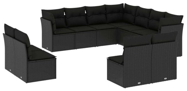 VidaXL Polyrattan Kerti Ülőgarnitúra - Fekete - 11 részes
