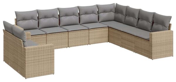 VidaXL Polyrattan Kerti Ülőgarnitúra - 10 részes - Bézs