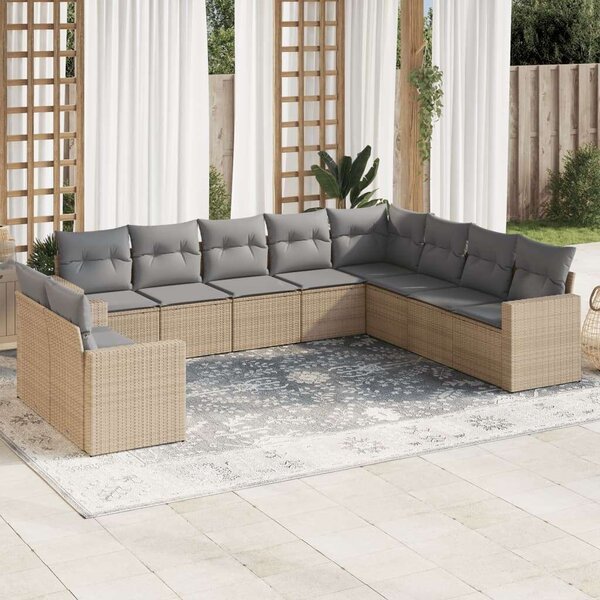 VidaXL Polyrattan Kerti Ülőgarnitúra - 10 részes - Bézs