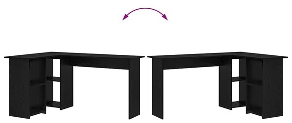 VidaXL Asztal polcokkal Musta tammi 142 x 102 x 73 cm Faanyag