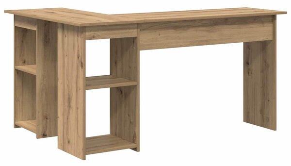 VidaXL Asztal polcokkal kézműves tölgy 142 x 102 x 73 cm Faanyag