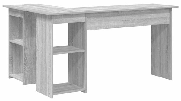 VidaXL Asztal polcokkal Szürke sonoma 142 x 102 x 73 cm Faanyag