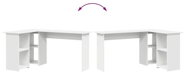 VidaXL Asztal polcokkal tárolóval Fehér 142 x 102 x 73 cm Faanyag