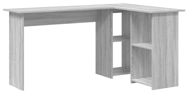 VidaXL Asztal polcokkal Szürke sonoma 142 x 102 x 73 cm Faanyag