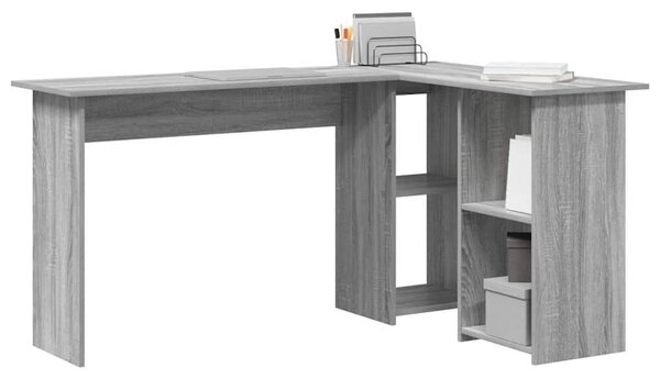 VidaXL Asztal polcokkal Szürke sonoma 142 x 102 x 73 cm Faanyag