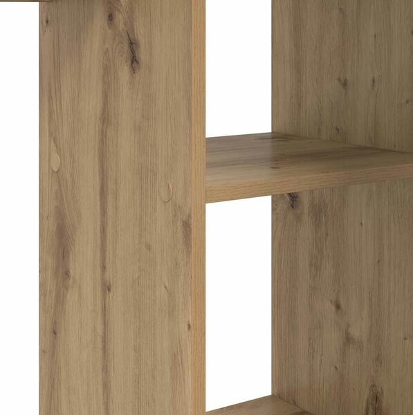 VidaXL Asztal polcokkal kézműves tölgy 142 x 102 x 73 cm Faanyag