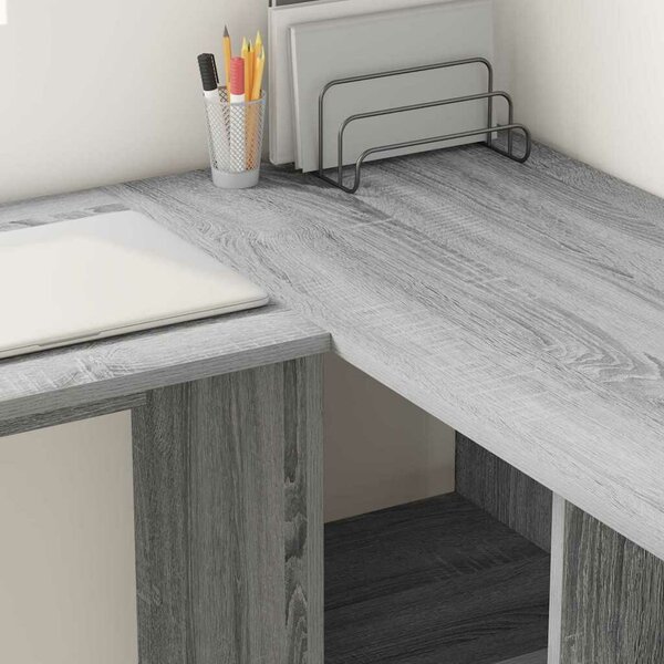 VidaXL Asztal polcokkal Szürke sonoma 142 x 102 x 73 cm Faanyag