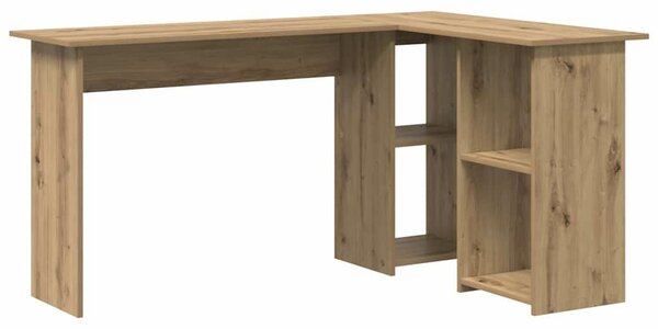 VidaXL Asztal polcokkal kézműves tölgy 142 x 102 x 73 cm Faanyag