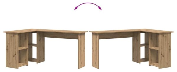 VidaXL Asztal polcokkal kézműves tölgy 142 x 102 x 73 cm Faanyag