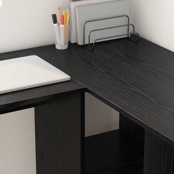 VidaXL Asztal polcokkal Musta tammi 142 x 102 x 73 cm Faanyag