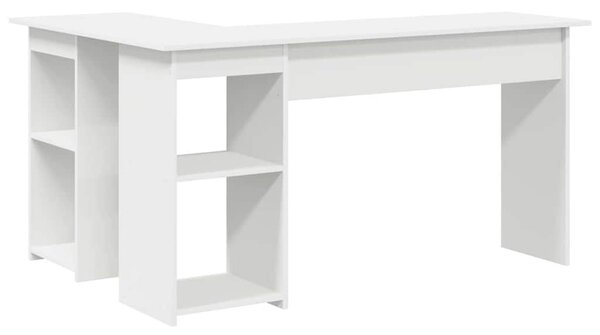 VidaXL Asztal polcokkal tárolóval Fehér 142 x 102 x 73 cm Faanyag