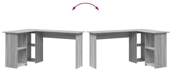 VidaXL Asztal polcokkal Szürke sonoma 142 x 102 x 73 cm Faanyag