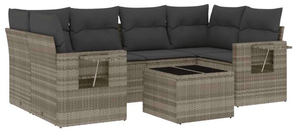 VidaXL Polyrattan Kerti Ülőgarnitúra - 7 részes, Világosszürke