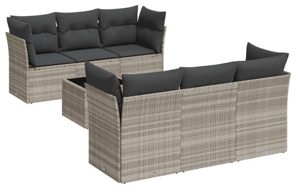 VidaXL Polyrattan Kerti Ülőgarnitúra - 7 részes, Világosszürke