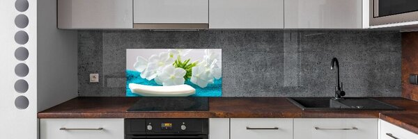 Konyhai hátfalpanel Fehér virágok spa