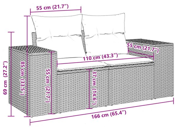 VidaXL Polyrattan Kerti Ülőgarnitúra - 10 részes, Világosszürke
