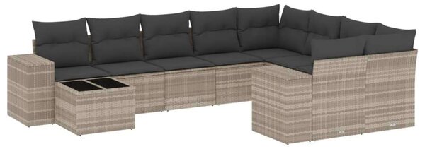 VidaXL Polyrattan Kerti Ülőgarnitúra - 10 részes, Világosszürke